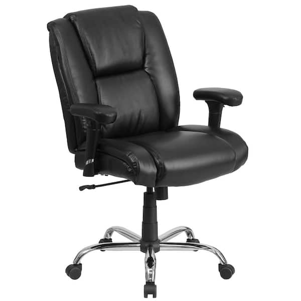 Carnegy Avenue Hercules Faux Leather Swivel Ergonomic Office Chair in Black Leather with Arms