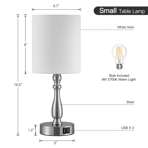 Way Table Lamp With 2 Usb Ports, Small Slim Table Lamps