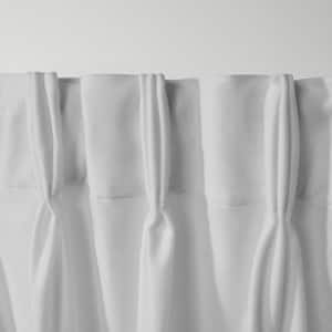 Velvet Winter White Solid Light Filtering Triple Pinch Pleat / Hidden Tab Curtain, 27 in. W x 84 in. L (Set of 2)