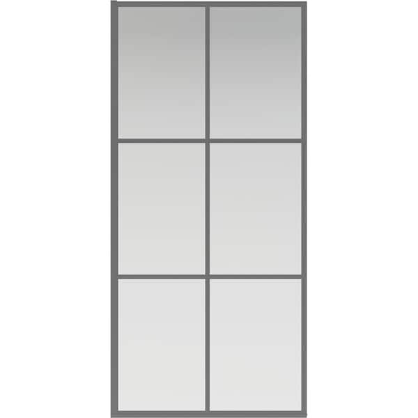 Amal 34 in W x 72 in. H Frameless Fixed Shower Door Screen in Matte Black with Ingot Glass
