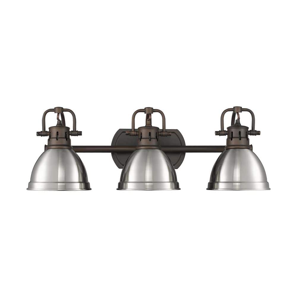 Duncan 8.25 in. 3 Light Rubbed Bronze Vanity Light with Pewter Shade price history on PriceWatchPro