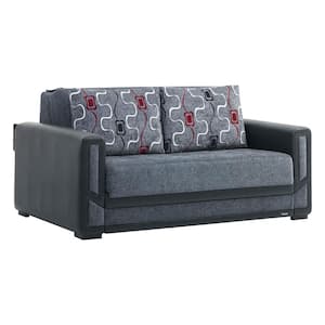 Excellence Collection Convertible 70 in. Grey Chenille 2-Seater Loveseat with Storage