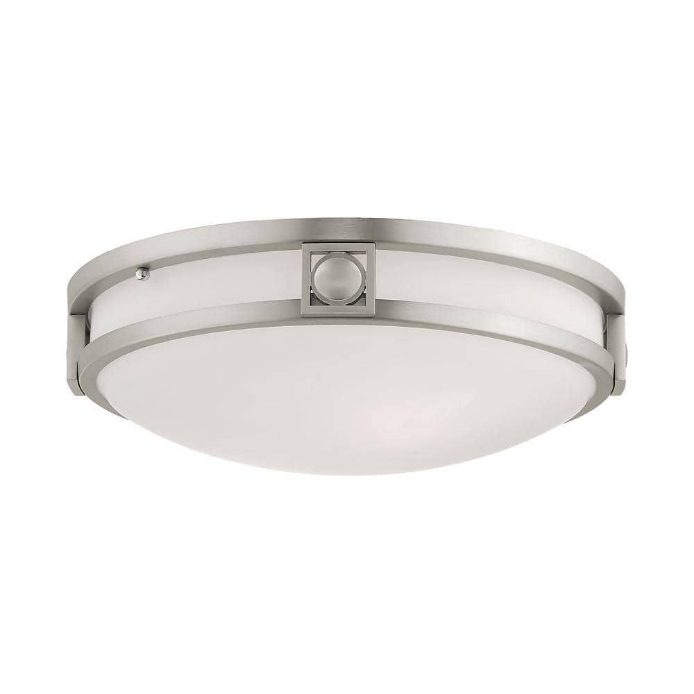 Titania Brushed Nickel 2-Light Flush Mount with Satin White Glass