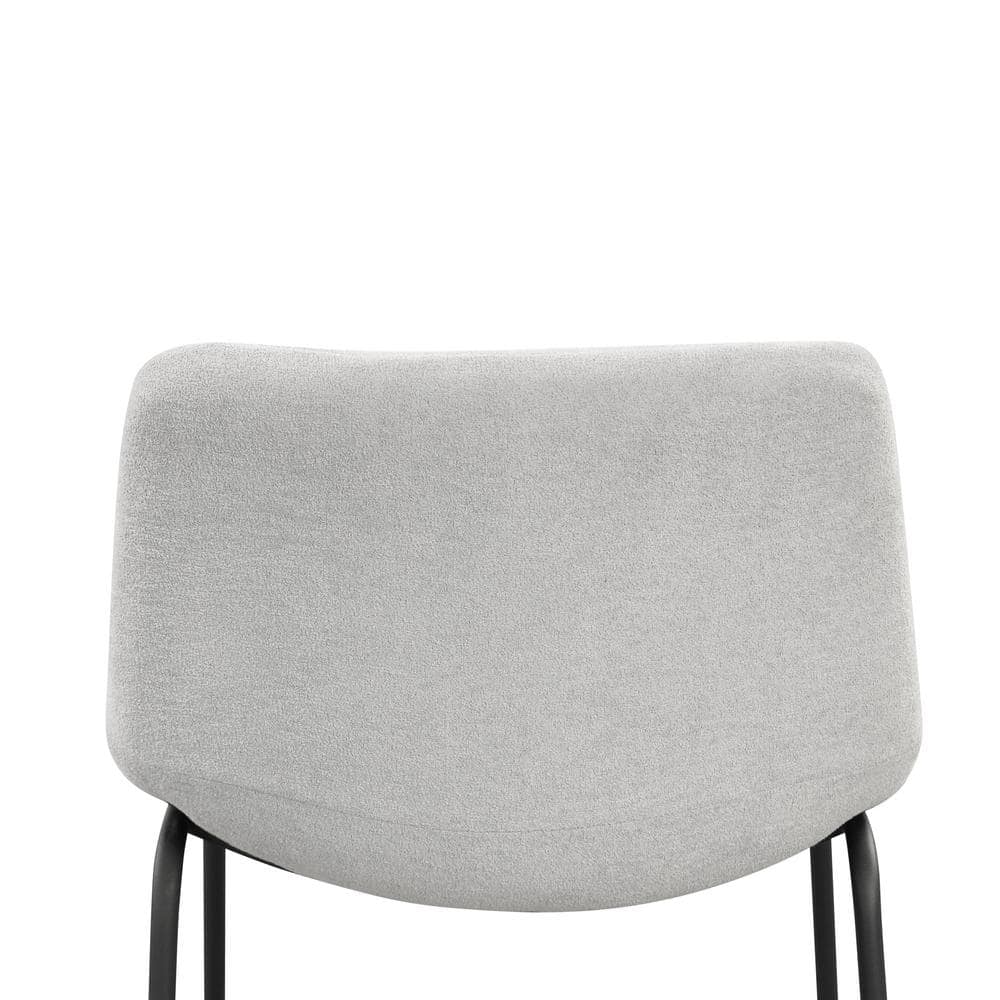 Light Grey Chenille Upholstered Counter Height Bar Stools with Metal Frame, Set of 2
