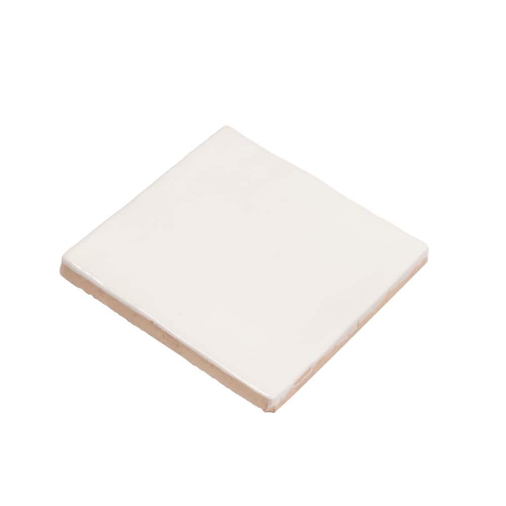 Silken 3.94 in. x 3.94 in. Glossy White Ceramic Square Wall and Floor Tile (6.46 sq. ft./case) (60-pack)