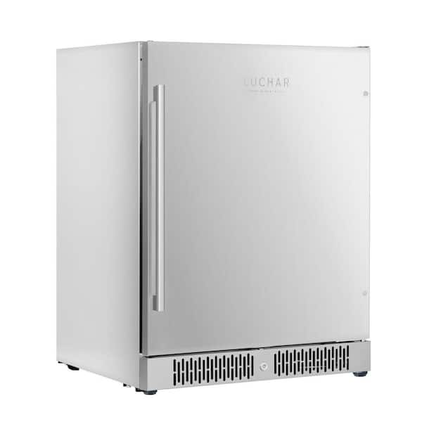 Akicon 24 in. Single Zone 173-Cans Outdoor Beverage Cooler in Stainless Steel with Adjustable Shelves, Freestanding/Built-in