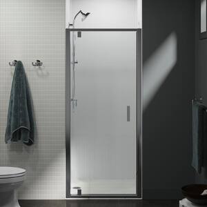 Aerie 36 in. x 75 in. Frameless Pivot Shower Door in Bright Polished Silver with Handle