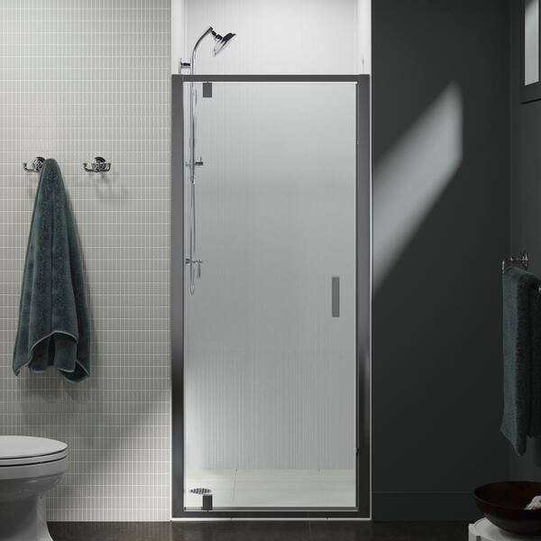 KOHLER Aerie 36 in. x 75 in. Frameless Pivot Shower Door in Bright Polished Silver with Handle