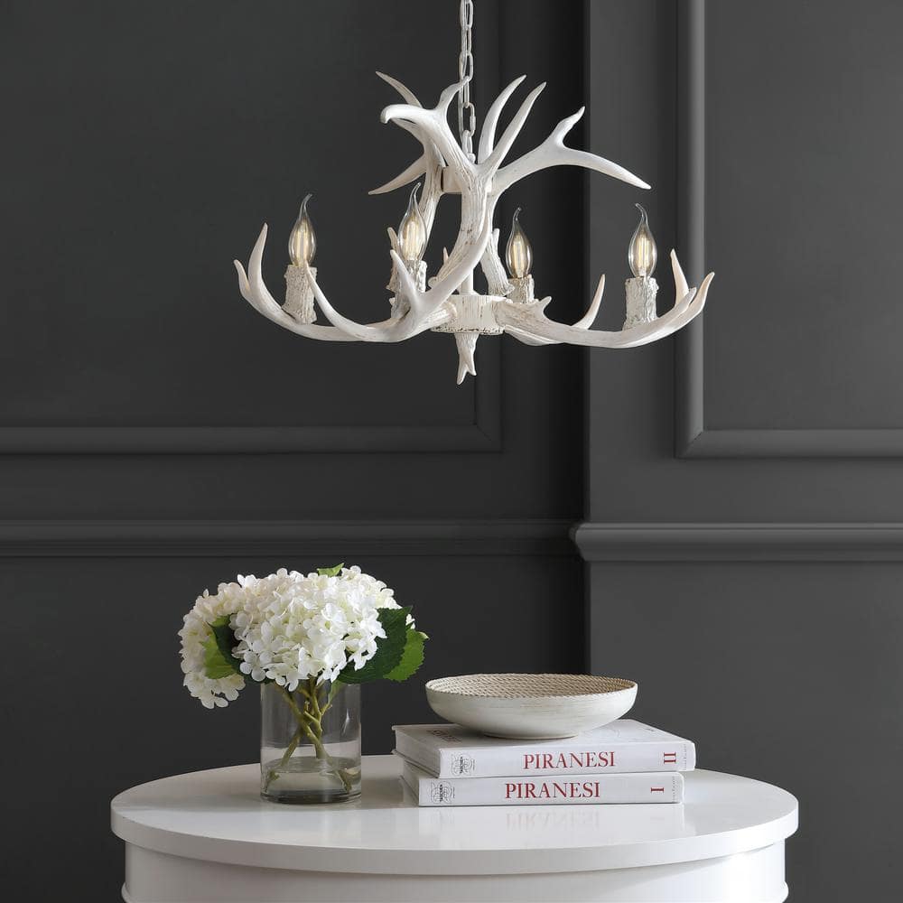 Eldora 27" White Resin Antler Chandelier