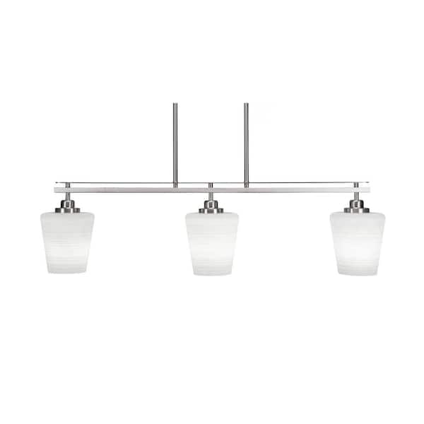 Unbranded Monroe 3-Light Brushed Nickel, Billiard Light, Any room with 6 in. White Matrix Glass Shades no bulbs included