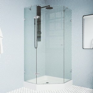 Verona 38 in. L x 38 in. W x 79 in. H Frameless Pivot Neo-angle Shower Enclosure Kit in Chrome with 3/8 in. Clear Glass