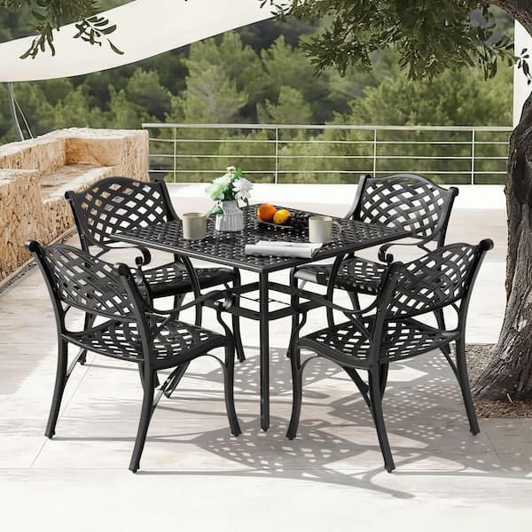 Nuu Garden Black with Gold Speckles Cast Aluminum Square Outdoor