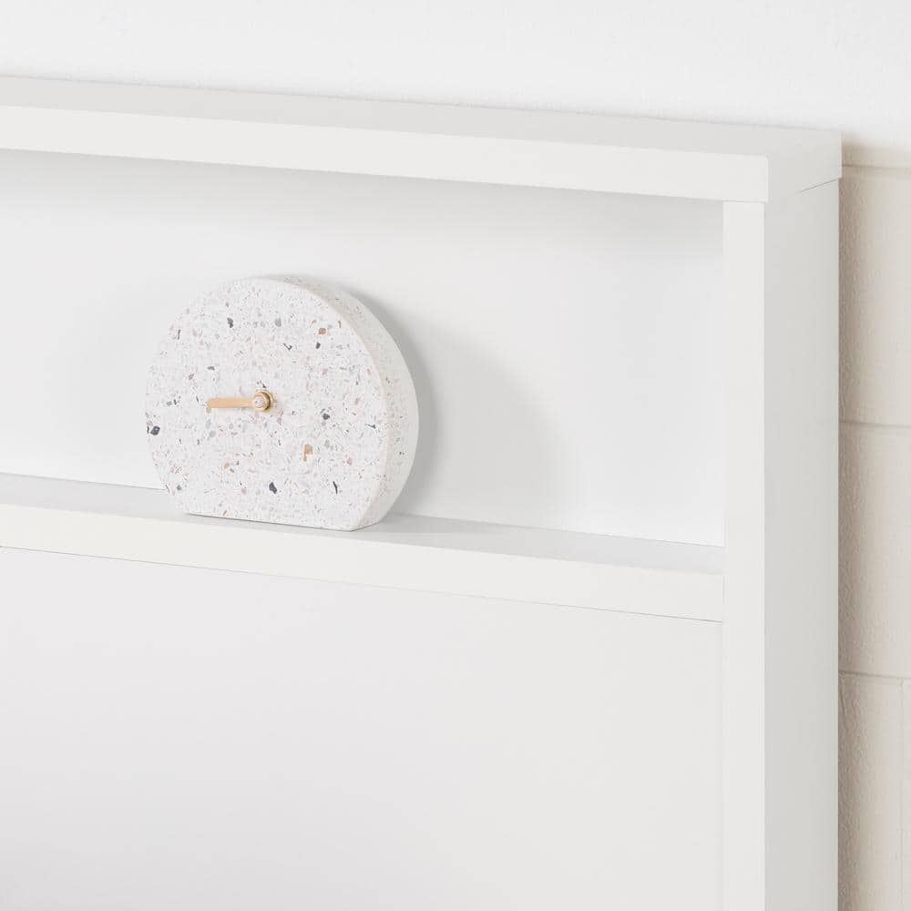Pure White Full Metal Headboard with Storage Shelf