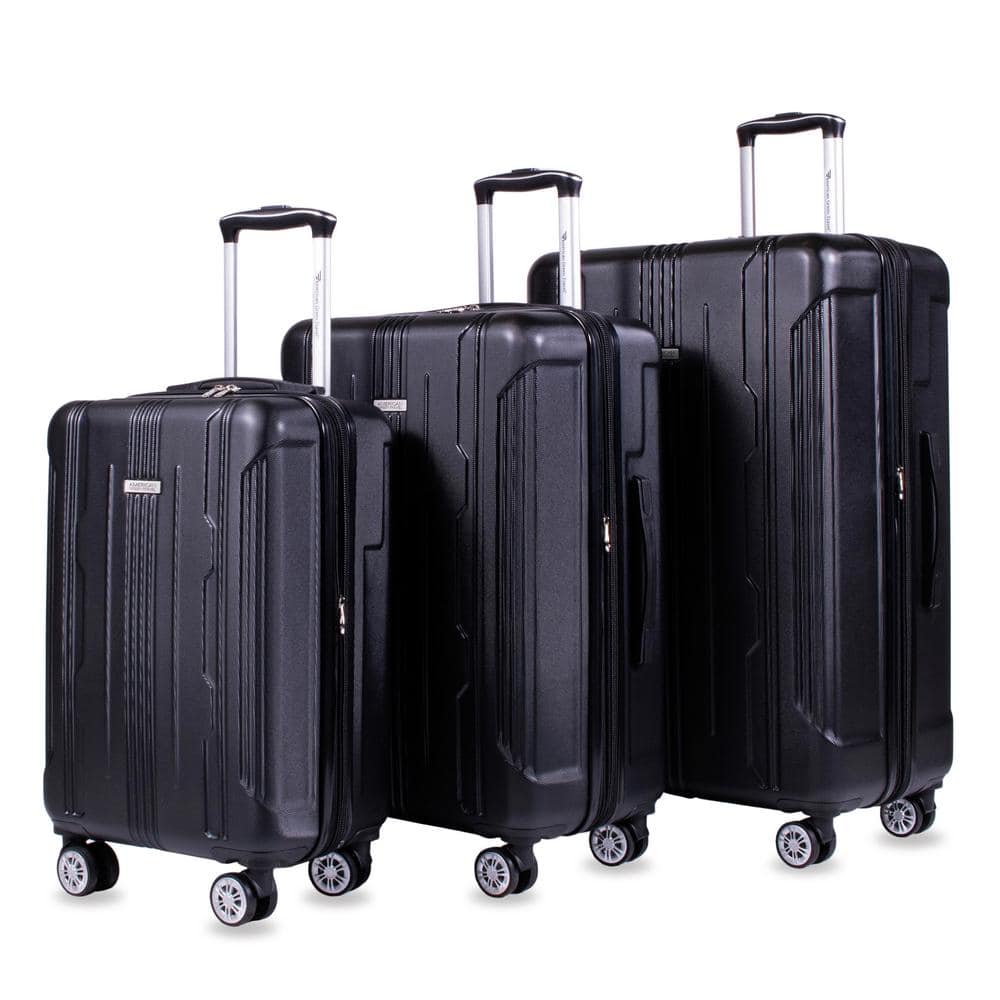 American Green Travel Santa Cruz 3-Piece Black Hardside Spinner Luggage ...