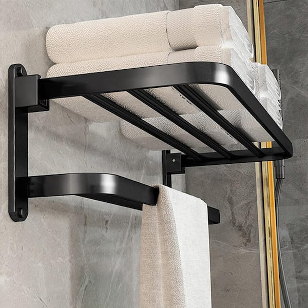 Bathroom Towel Rack With Two Towel Racks, 24 In. Towel Rack With Shelves