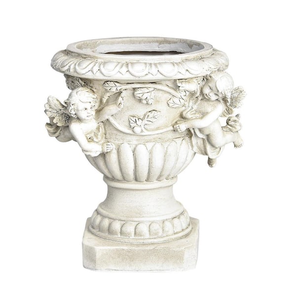 7 in. W x 8 in. H White Resin Urn