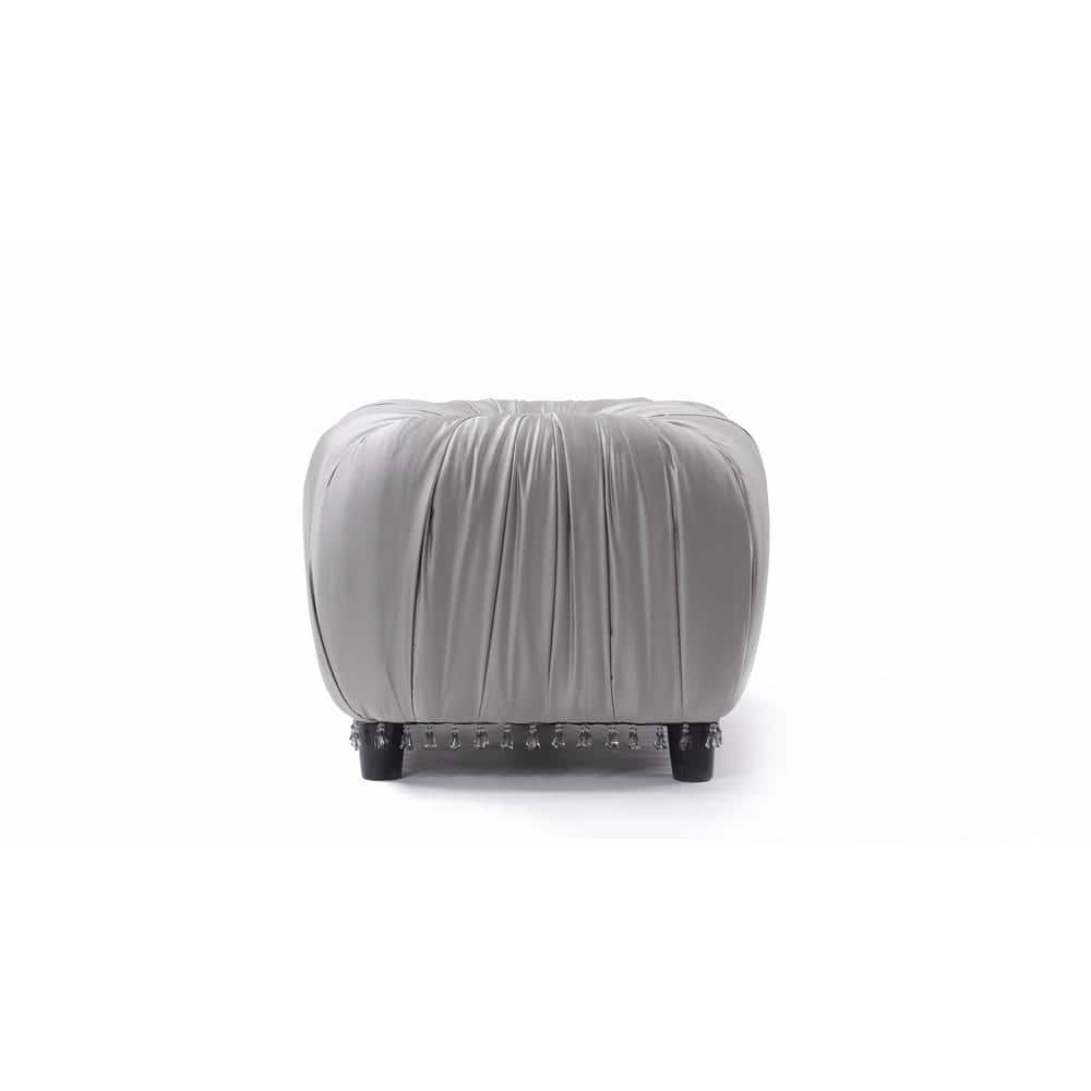 Gracie 20" Flint Grey Satin Tufted Storage Ottoman