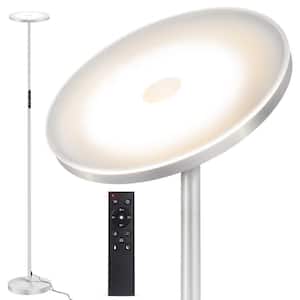 70.9 in. Silver Gray Modern 1-Light Dimmable and Color Temperature Adjustable LED Torchiere Floor Lamp