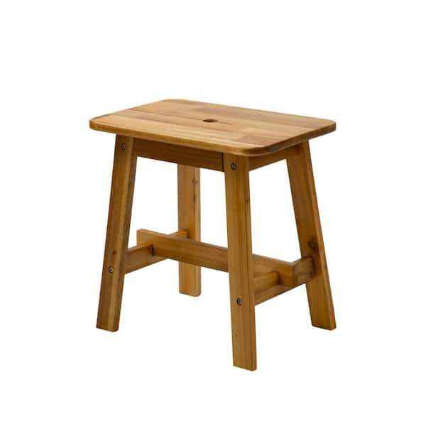 cenadinz Acacia Wood Stool Rectangle Top Chair, Strong Weight Capacity Upto 350 lbs. in Natural Color