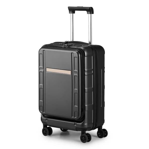 Karl home 1-Piece Luggage Set, ABS Plus PC 20 in. Luggage with Front Compartment, Double Spinner Wheels, TSA Lock, Black Color