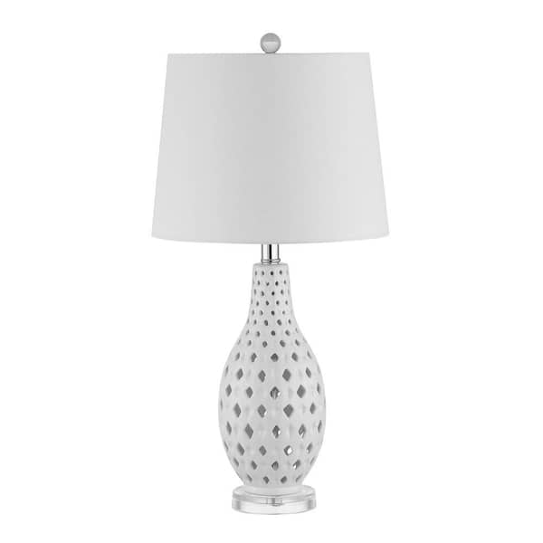 SAFAVIEH Harlem 25 in. White Table Lamp with White Shade
