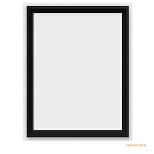 30 in. x 36 in. V-4500 Series Black Exterior/White Interior FiniShield Vinyl Picture Window w/ Low-E 366 Glass