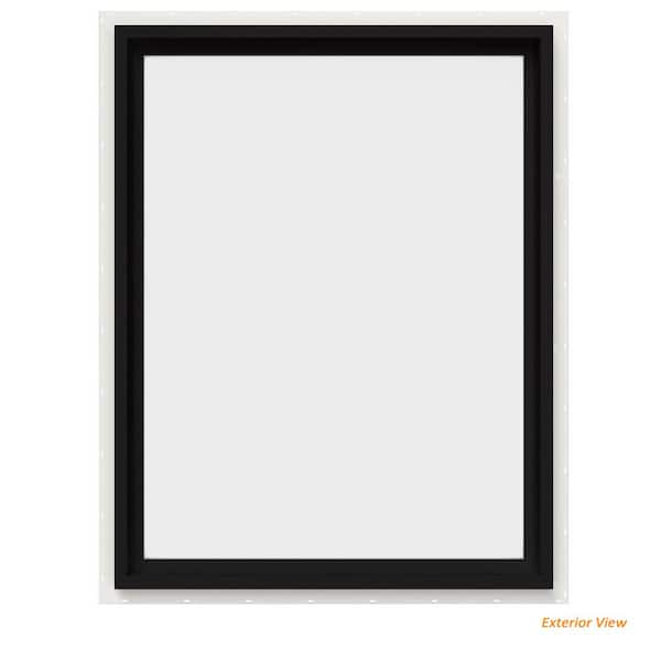 30 in. x 36 in. V-4500 Series Black Exterior/White Interior FiniShield Vinyl Picture Window w/ Low-E 366 Glass