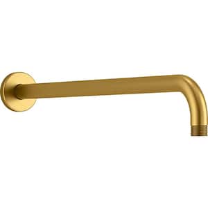 Statement 19 in. Wall-Mount Single-Function Rain Head Shower Arm and Flange in Vibrant Brushed Moderne Brass