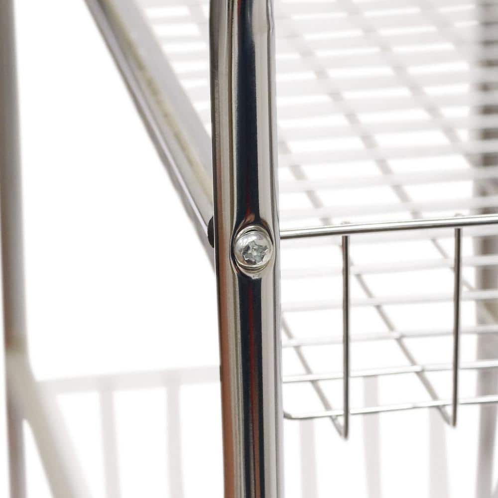 Slim Chrome 3-Tier Metal Laundry Storage Cart