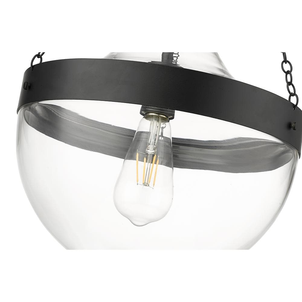 Clarra Matte Black and Glass Pendant Light