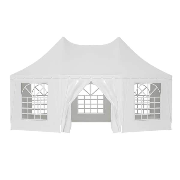 20 ft. x 15 ft. Heavy Duty Event Tent with 1 Doors and 7 Windows, White Wedding Tent, Waterproof, UV Protection