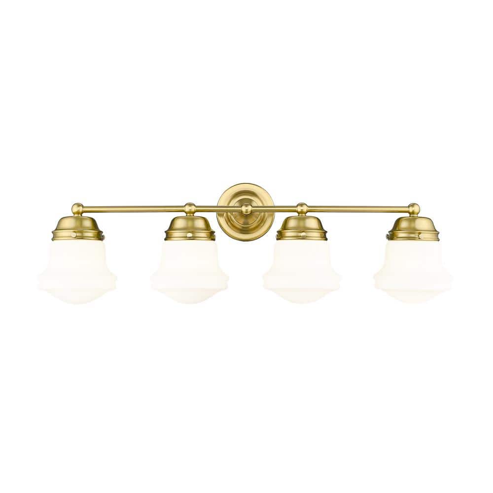 Luxe Gold 31.5" Dimmable Vanity Light with Matte Opal Glass