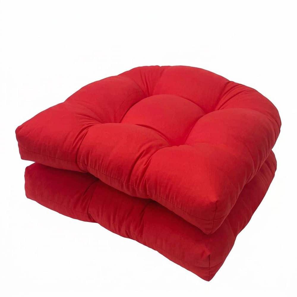 19 x 19 x 5 in. Outdoor Adirondack Chair Cushion Water Repellent Tufted Red Patio Furniture Seat Pads