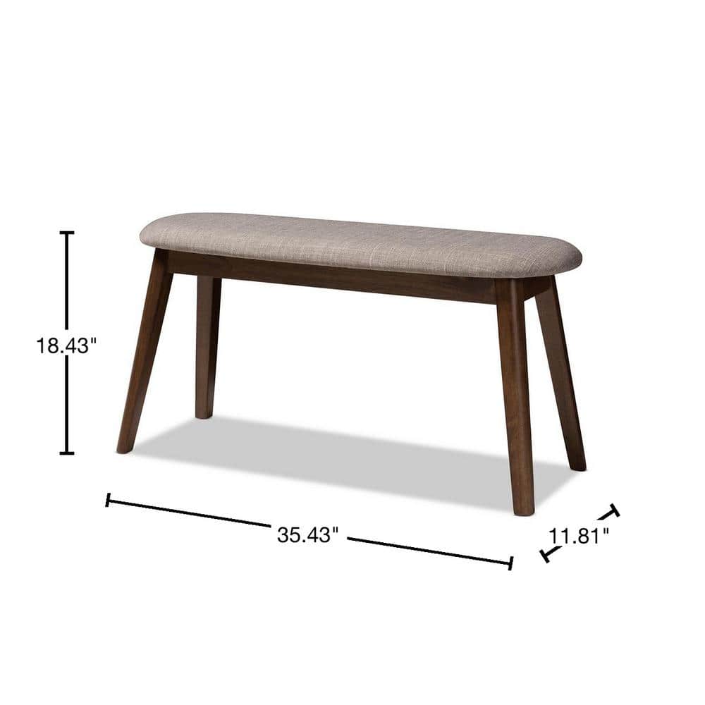 Easton 36" Light Grey Walnut Wood Upholstered Bench