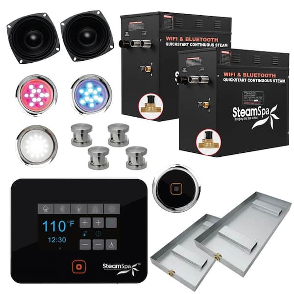 SteamSpa Black Series Wi-Fi and Bluetooth QuickStart Steam Bath Generator Package Control Kit in Brushed Nickel