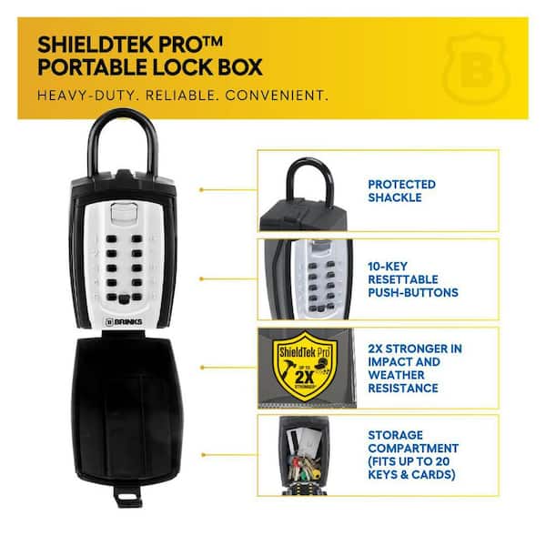 Brinks Large Lock Box, Portable Shackle with Resettable 10-Digit