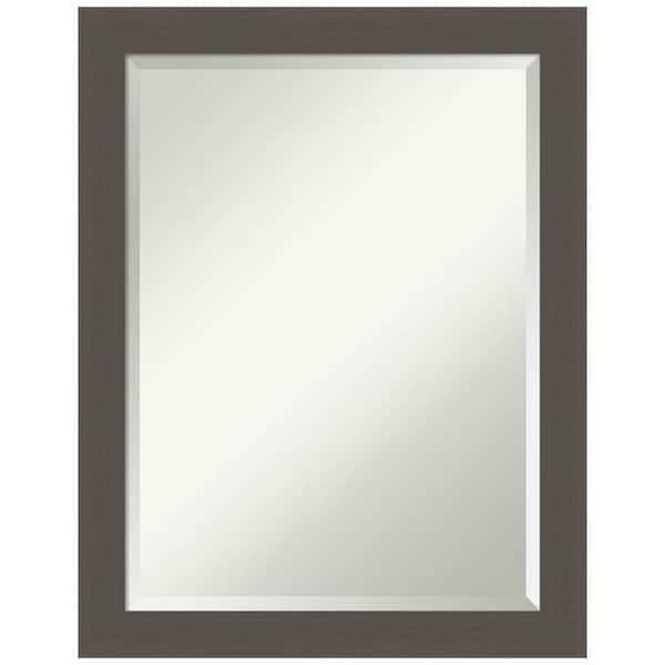 Amanti Art Medium Rectangle Brushed Pewter Beveled Glass Casual Mirror (27.5 in. H x 21.5 in. W)