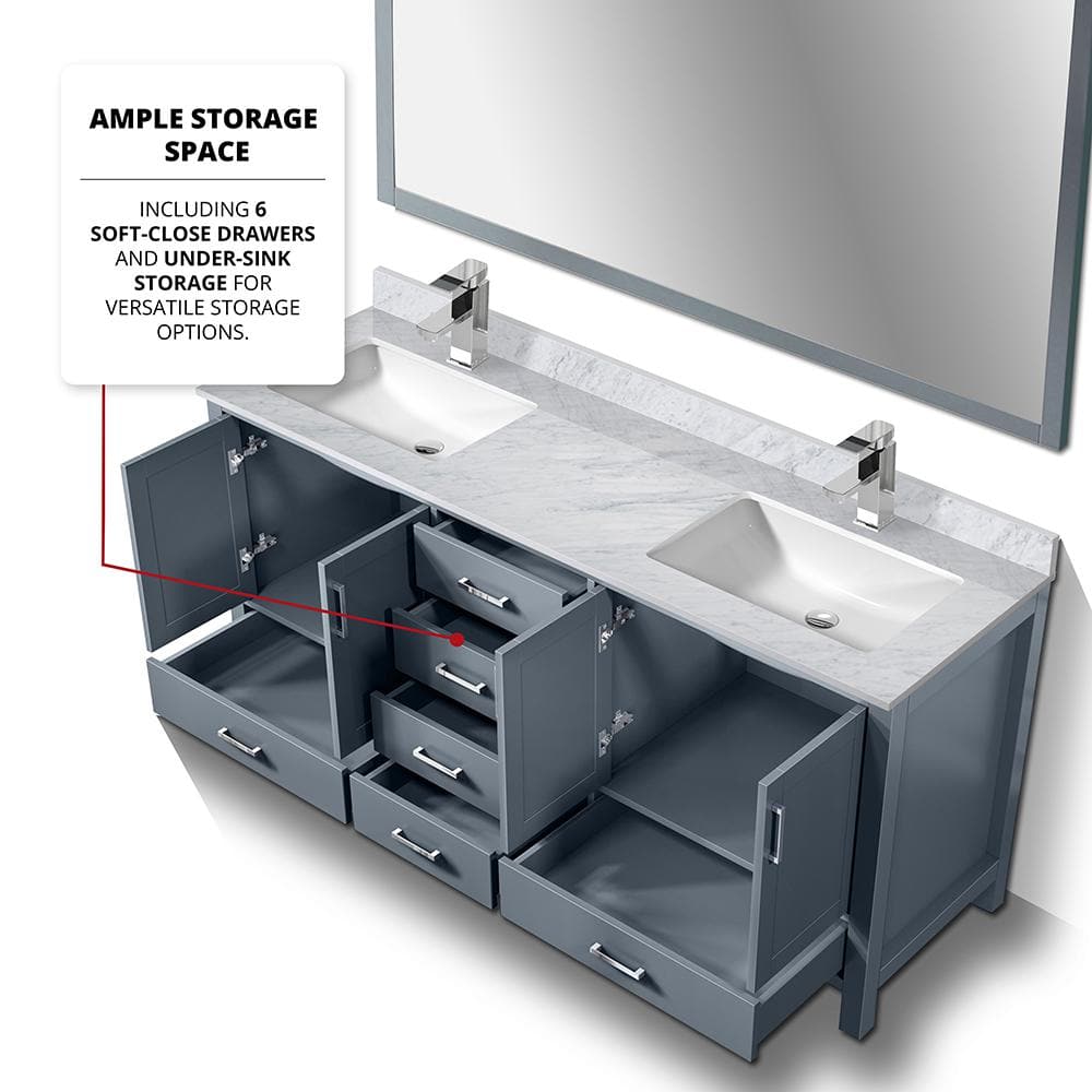 Jacques 72" Dark Grey Solid Wood Freestanding Vanity Cabinet