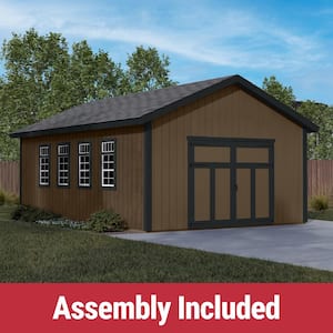 Professionally Assembled Camden 16 ft. x 22 ft. Outdoor Multi-purpose Wood Storage Shed-Black Shingles (352 sq. ft. )