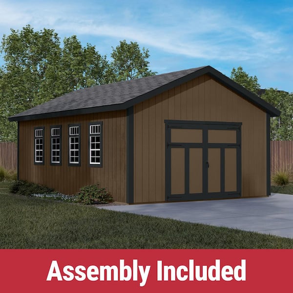 Professionally Assembled Camden 16 ft. x 22 ft. Outdoor Multi-purpose Wood Storage Shed-Black Shingles (352 sq. ft. )