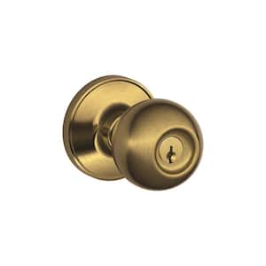 A Series Orbit Bright Brass Right Handed Keyed Entry Door Knob