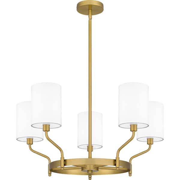 Quoizel Parkington 5-Light Aged Brass Chandelier with Fabric Shade