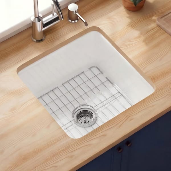 DEERVALLEY Haven White Undermount/Drop-in Fireclay Square 19 in. L