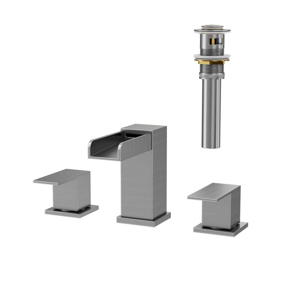 8 in. Widespread Double Handle Waterfall Bathroom Sink Faucet with Waterfall Spout in Brushed Nickel (Valve Included) price history on PriceWatchPro