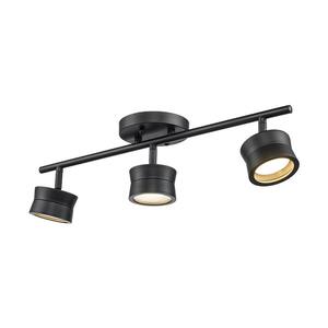 1.75 ft. 3-Light Black Integrated LED Track Lighting Kit with Round Back Adjustable Heads