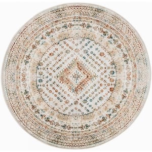Thalia Beige Multicolor 8 ft. x 8 ft. All-over design Transitional Round Area Rug
