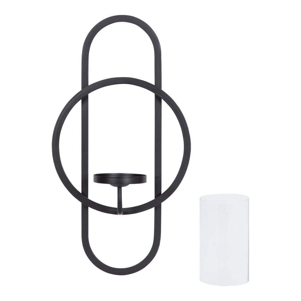 Jonas Black Metal Wall Sconce with Glass Cylinder