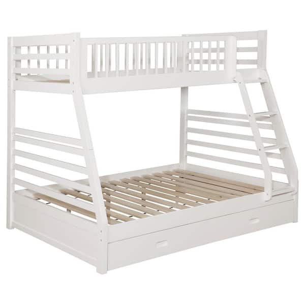 Ashton White Twin Over Full Bunk Bed with 2-drawer