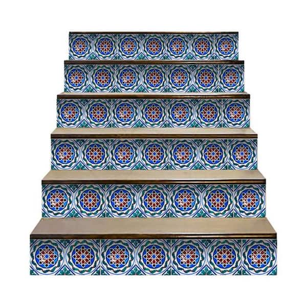 HomeRoots Multi Colored Augustine 8 in. x 8 in. Vinyl Peel and Stick Removable Tile Stickers (10.56 sq. ft./Pack)