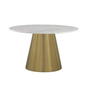 Jacobsen 50 in. L White Marble Round Pedestal Base Dining Table (Seats-4)